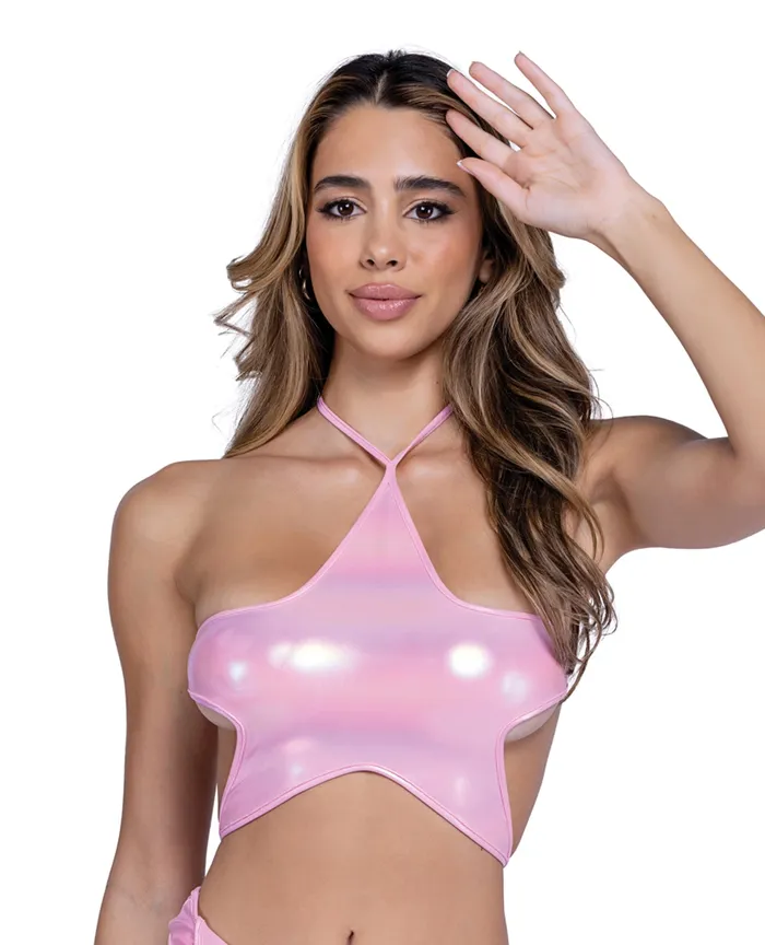 Metallic Iridescent Star Tie Top Pink SM Roma Confidential Vibrators