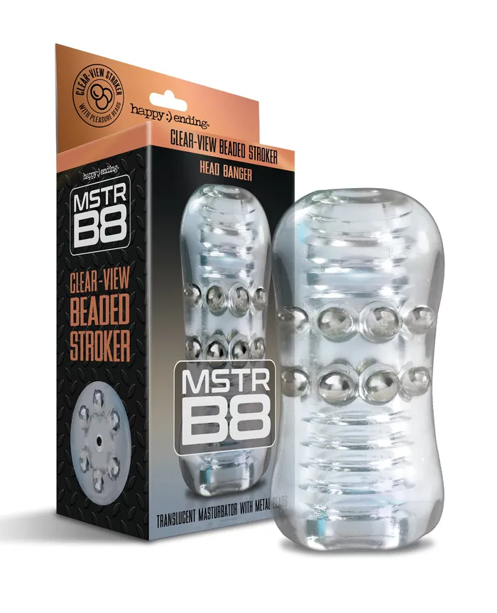 MSTR B8 Head Banger Beaded ClearView Stroker Clear Mstr B8 Male Sex Toys
