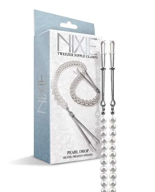 Nixie Anal Nixie Pearl Drop Tweezer Nipple Clamps Silver