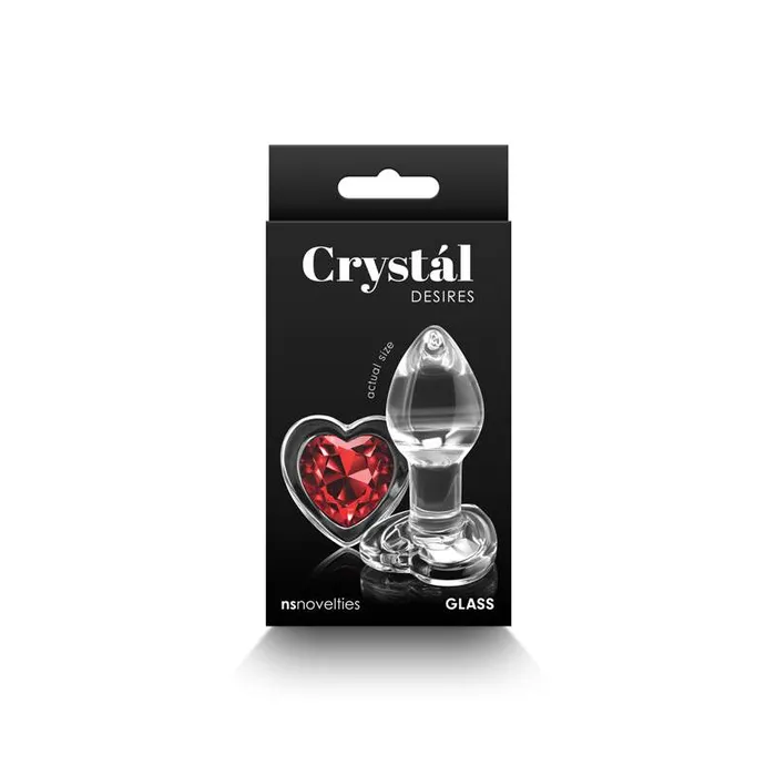 NS Novelties Anal Crystal Desires Clear Medium Butt Plug with Red Heart Gem NS Novelties Anal Crystal Desires Clear Medium Butt Plug with Red Heart Gem