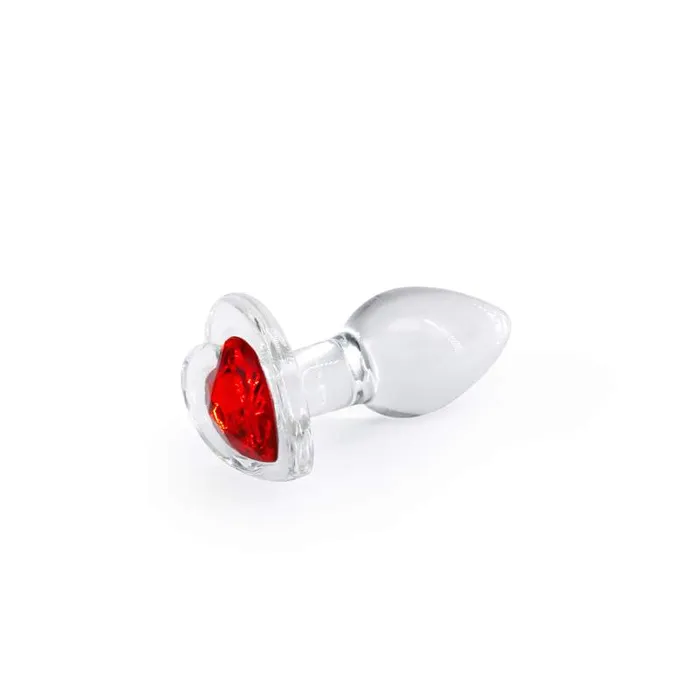 NS Novelties Anal Crystal Desires Clear Medium Butt Plug with Red Heart Gem