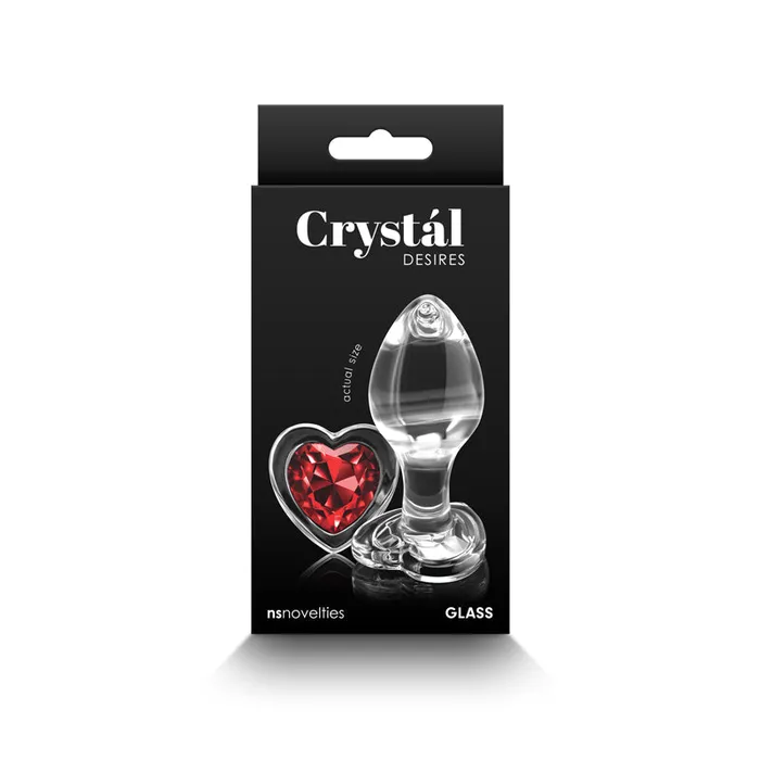 NS Novelties Anal Crystal Desires Clear Medium Butt Plug with Red Heart Gem
