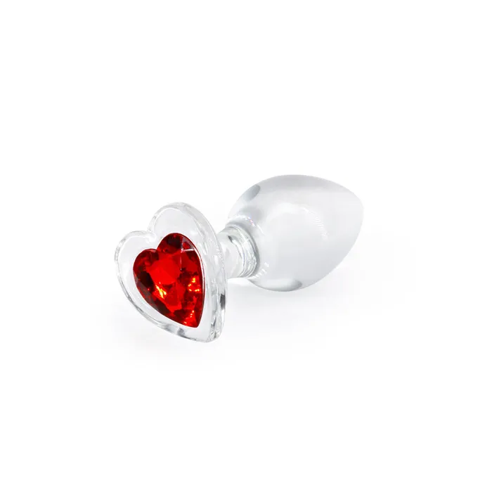 NS Novelties Anal Crystal Desires Clear Medium Butt Plug with Red Heart Gem