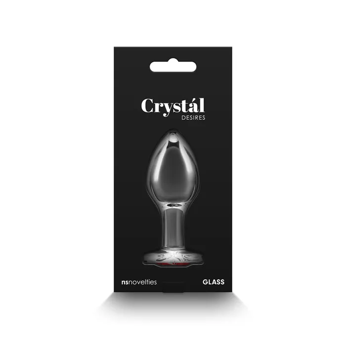 NS Novelties Anal Crystal Desires Clear Medium Butt Plug with Red Heart Gem