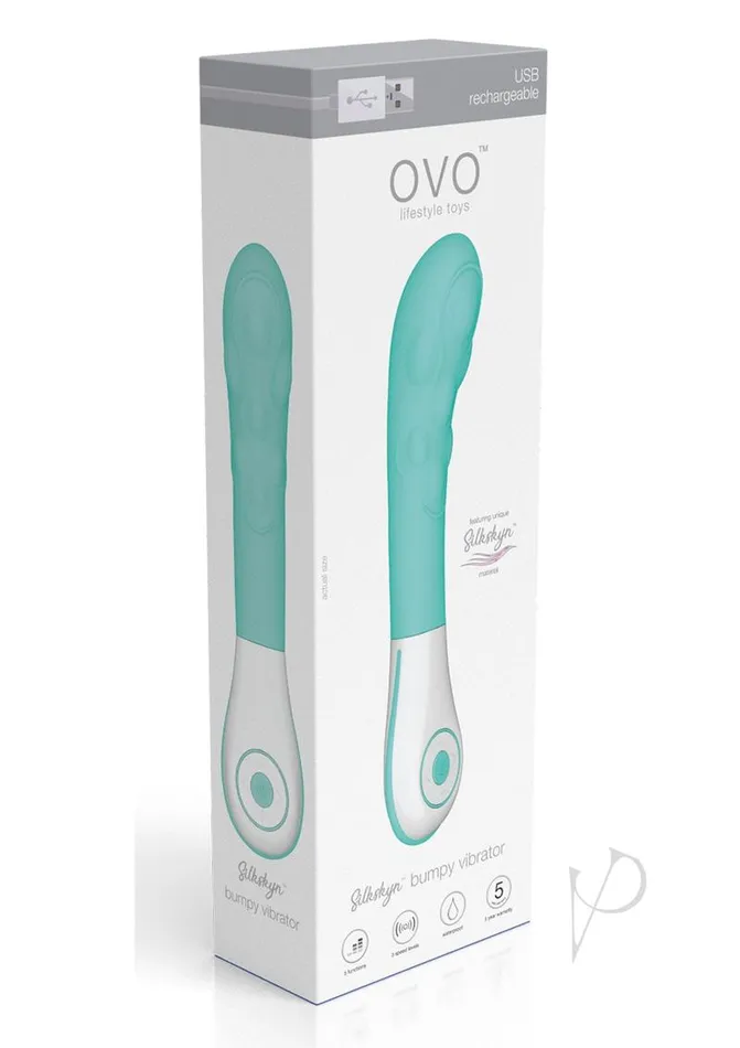 OVO Silkskyn Rechargeable Silicone Bumpy Vibrator AquaWhite Ovo Female Sex Toys OVO Silkskyn Rechargeable Silicone Bumpy Vibrator AquaWhite Ovo Female Sex Toys