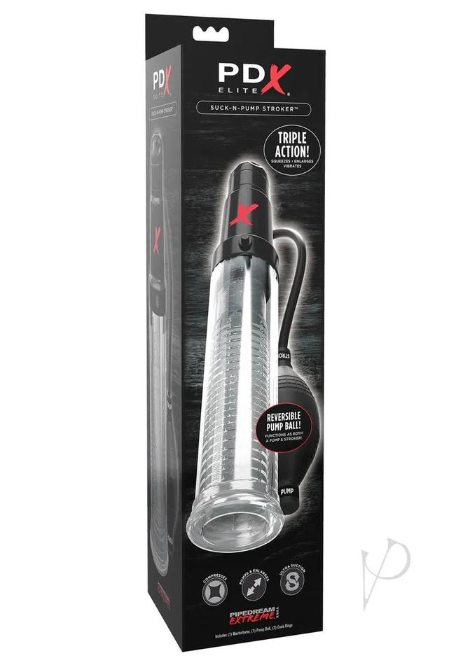 Pdx Elite Male Sex Toys PDX Elite SuckNPump Masturbator ClearBlack