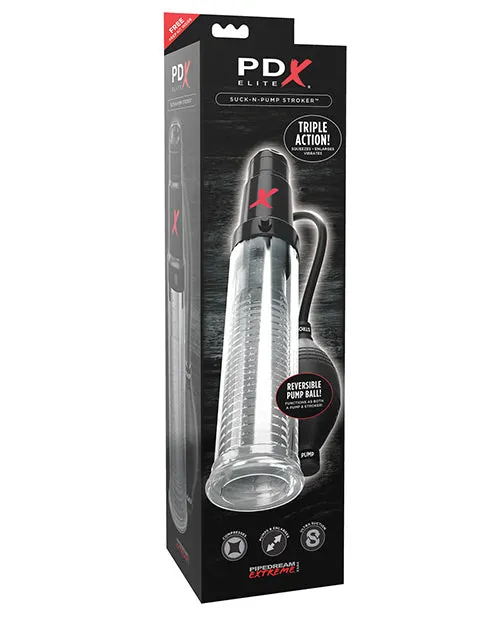 Pdx Elite Male Sex Toys PDX Elite SuckNPump Masturbator ClearBlack