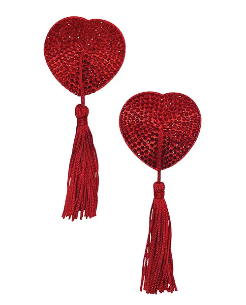 Popsi Lingerie Vibrators Diamond Reuseable Tassel Pasties Red OS