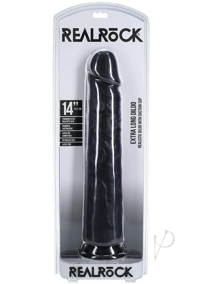 Real Rock Female Sex Toys RealRock Ultra Realistic Skin Extra Large Straight Dildo with Suction Cup 14in Black Real Rock Female Sex Toys RealRock Ultra Realistic Skin Extra Large Straight Dildo with Suction Cup 14in Black