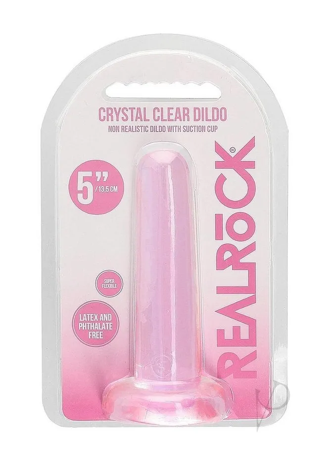 RealRock Crystal Clear Non Realistic Dildo with Suction Cup 53in Pink Real Rock Female Sex Toys RealRock Crystal Clear Non Realistic Dildo with Suction Cup 53in Pink Real Rock Female Sex Toys