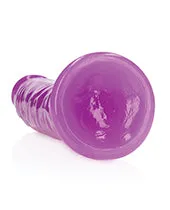 RealRock Slim Glow in the Dark Dildo with Suction Cup 9in Purple Real Rock Female Sex Toys