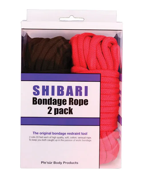 Restraints Plesur Plesur Cotton Shibari Bondage Rope 2 Pack BlackRed