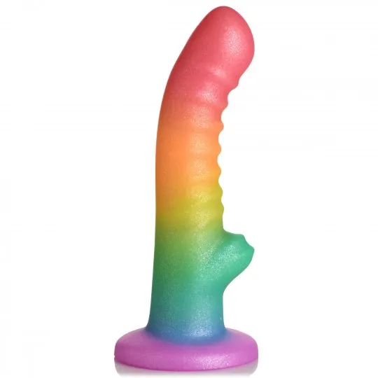 Ribbed Rainbow Silicone Dildo Simply Sweet Female Sex Toys