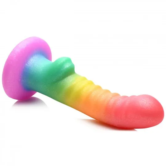 Ribbed Rainbow Silicone Dildo Simply Sweet Female Sex Toys