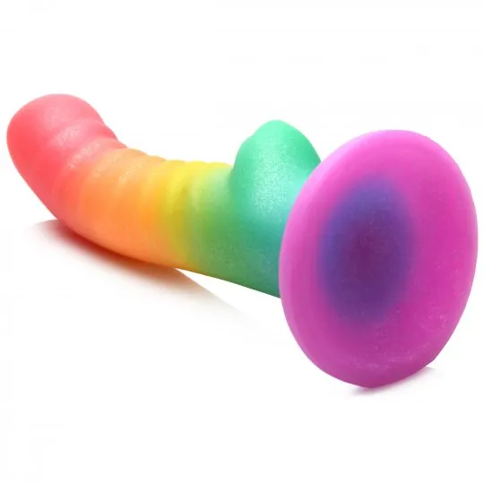 Ribbed Rainbow Silicone Dildo Simply Sweet Female Sex Toys