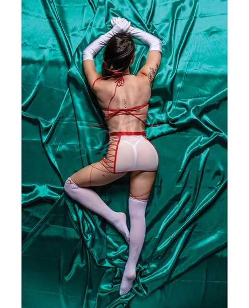 Role Play Anal Role Play Naughty Nurse 5 pc Set RedWhite SM