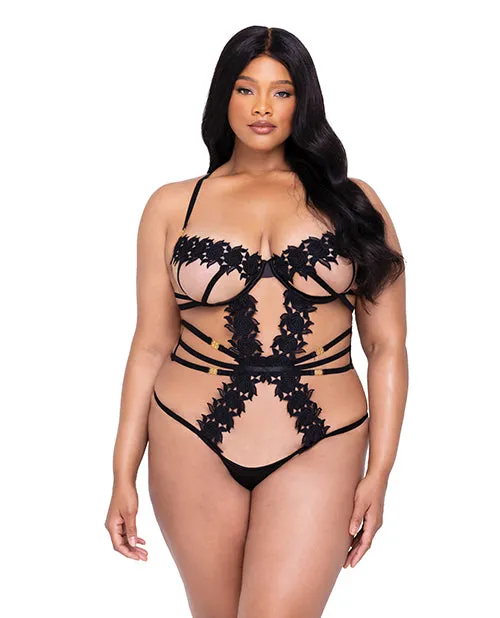 Roma Confidential Vibrators Ebony Rose Floral Guipure Lace Trim Teddy Black 1X Roma Confidential Vibrators Ebony Rose Floral Guipure Lace Trim Teddy Black 1X