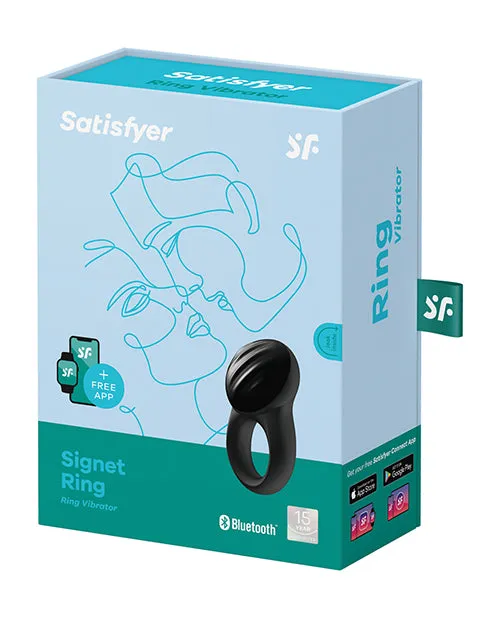Satisfyer Vibrators Satisfyer Signet Ring wBluetooth App Black Satisfyer Vibrators Satisfyer Signet Ring wBluetooth App Black