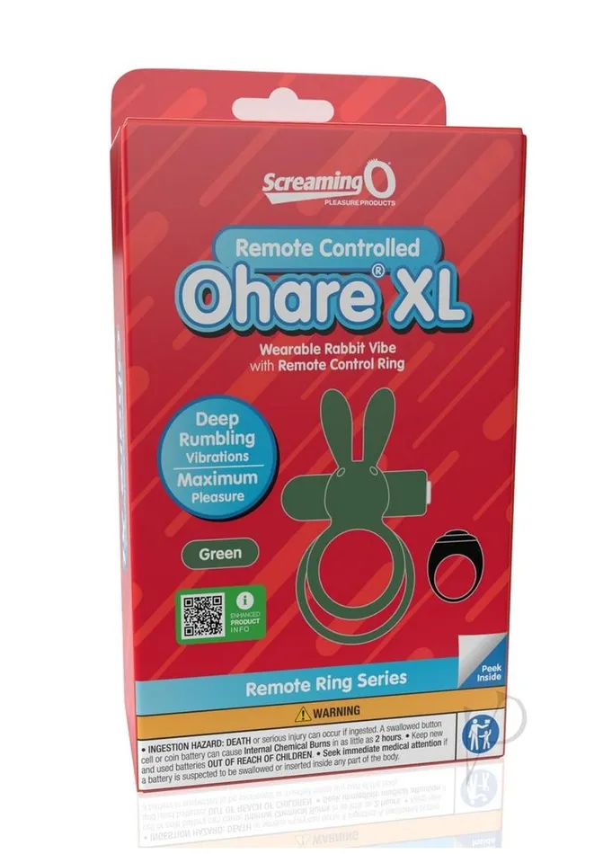 Screaming O Screaming O Ohare XL Rechargeable Silicone Vibrating Cock Ring with Remote Control Green Male Sex Toys Screaming O Screaming O Ohare XL Rechargeable Silicone Vibrating Cock Ring with Remote Control Green Male Sex Toys