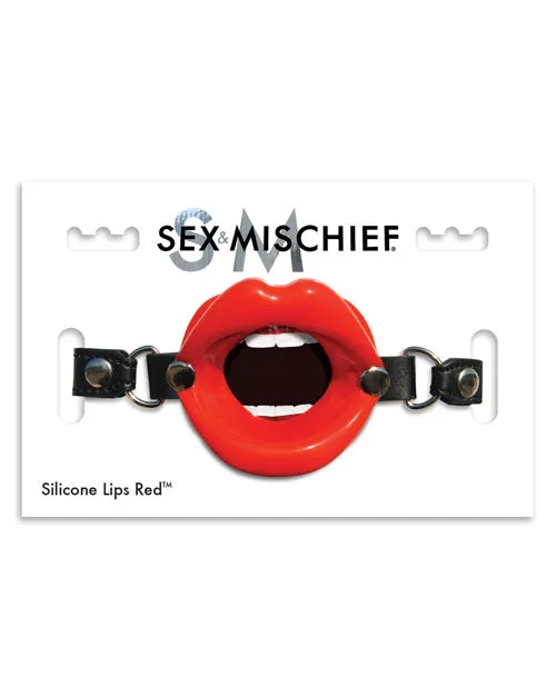 Sex And Mischief Sex and Mischief Silicone Lips Open Mouth Gag Red Anal