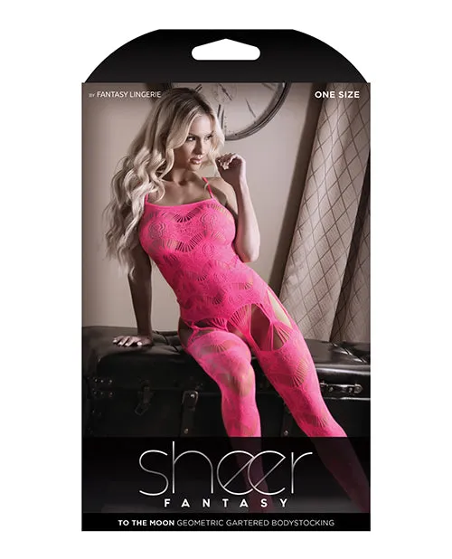 Sheer Fantasy Vibrators Sheer Fantasy To the Moon Multi Garter Bodystocking Neon Pink OS Sheer Fantasy Vibrators Sheer Fantasy To the Moon Multi Garter Bodystocking Neon Pink OS