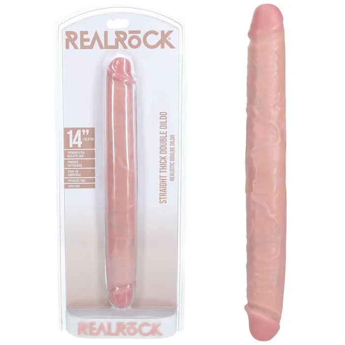 Shots Toys Dildos REALROCK 14 Inch Thick Double Dildo Flesh
