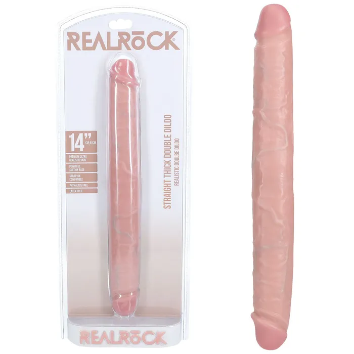 Shots Toys Dildos REALROCK 14 Inch Thick Double Dildo Flesh