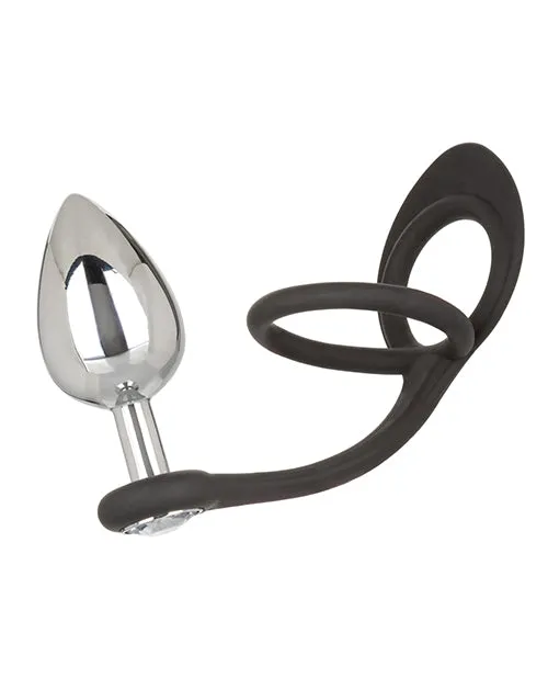 Star Fucker XL Teardrop Plug Silicone Dual Enhancer Black Star Fucker Anal