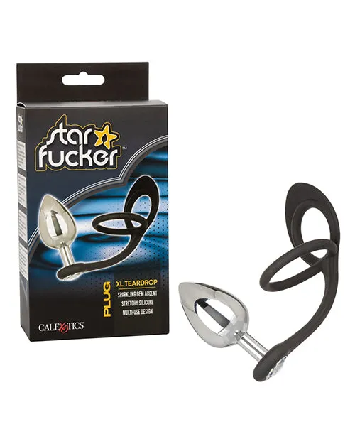Star Fucker XL Teardrop Plug Silicone Dual Enhancer Black Star Fucker Anal