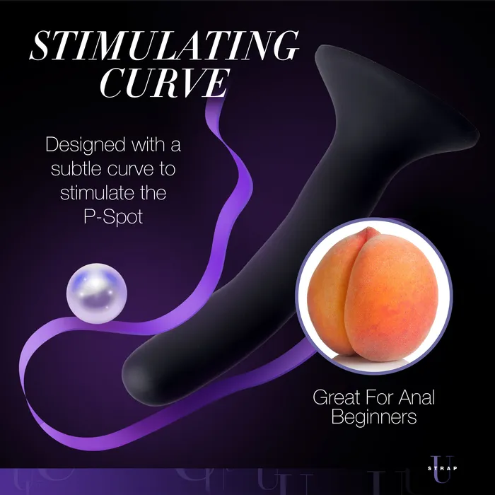 Strap U Anal Black Silicone Dildo Small