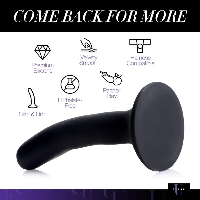 Strap U Anal Black Silicone Dildo Small