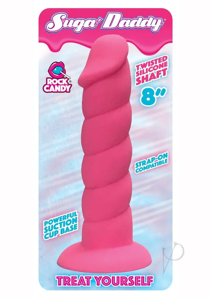 Suga Daddy Silicone Dildo 8in Pink Rock Candy Toys Dildos