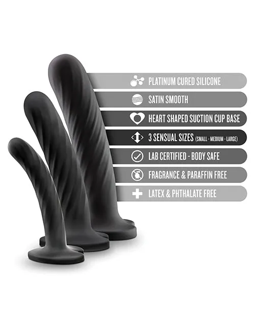 Temptasia Twist Silicone Dildo Kit Set of 3 Black Temptasia Anal Temptasia Twist Silicone Dildo Kit Set of 3 Black Temptasia Anal