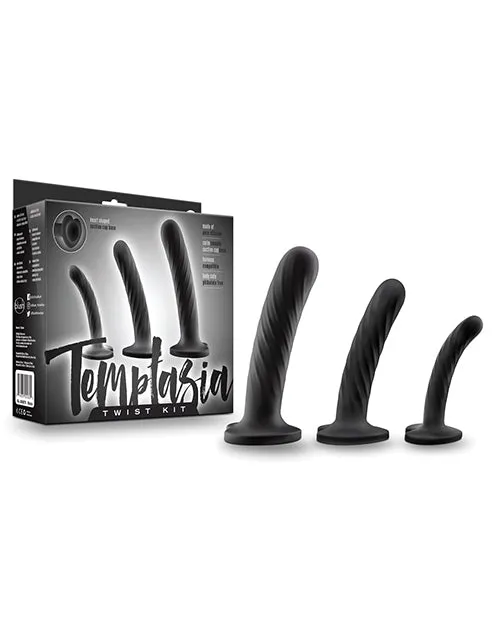 Temptasia Twist Silicone Dildo Kit Set of 3 Black Temptasia Anal Temptasia Twist Silicone Dildo Kit Set of 3 Black Temptasia Anal