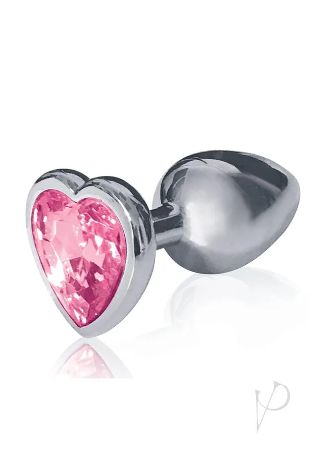 The 9s The Silver Starter Bejeweled Heart Stainless Steel Plug Pink The 9s Anal