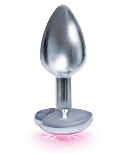 The 9s The Silver Starter Bejeweled Heart Stainless Steel Plug Pink The 9s Anal