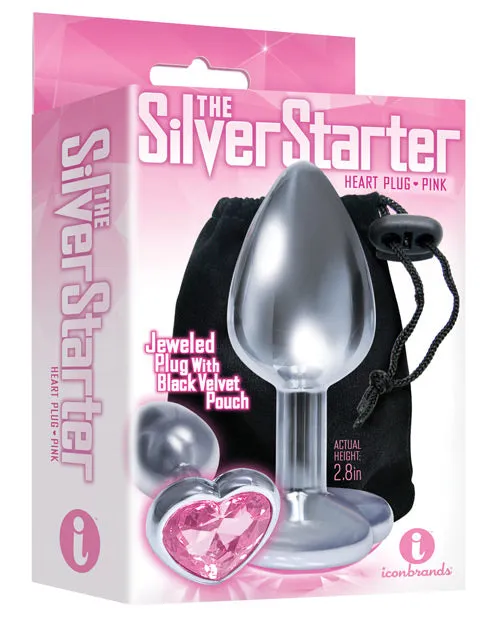 The 9s The Silver Starter Bejeweled Heart Stainless Steel Plug Pink The 9s Anal