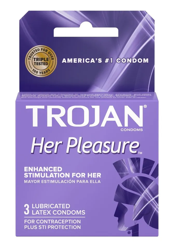Trojan Female Sex Toys Trojan Her Pleasure Sensations Condom Lubricated 3 Pack