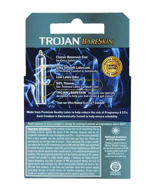 Trojan Trojan Bareskin Premium Lubricated Latex Condoms 3Pack Enhancers