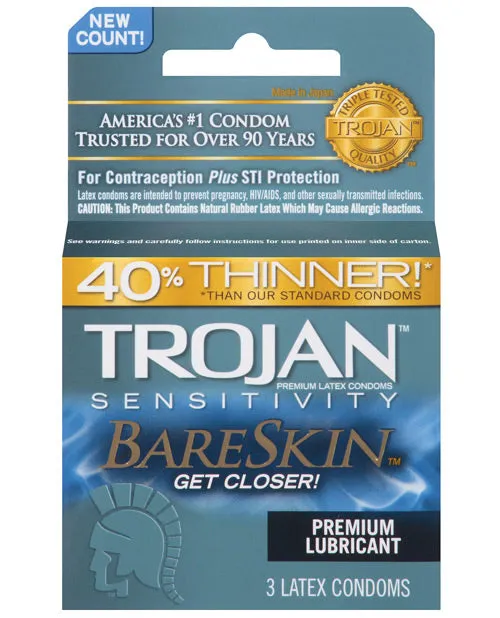 Trojan Trojan Bareskin Premium Lubricated Latex Condoms 3Pack Enhancers
