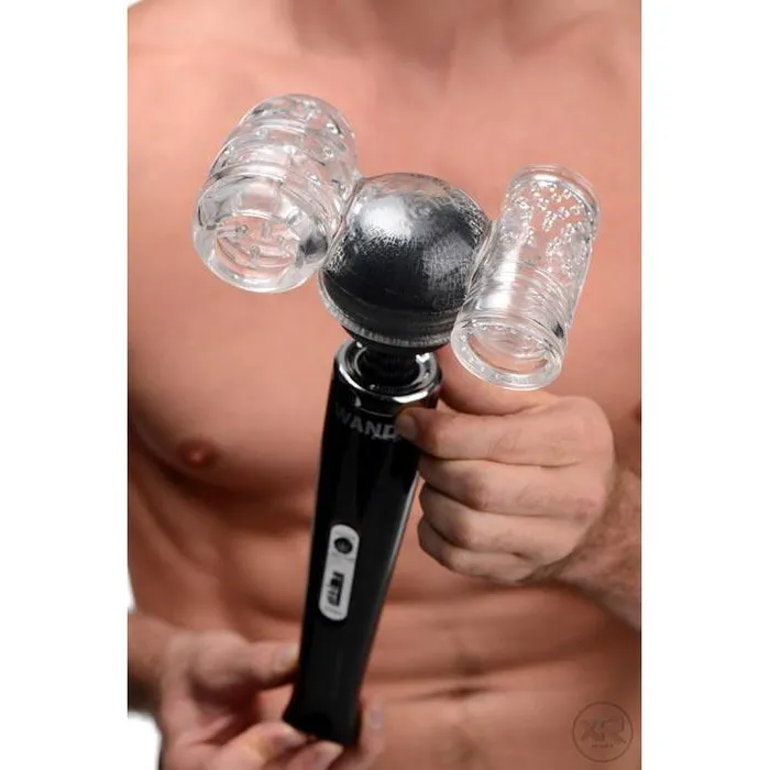 Twin Turbo Strokers 2 in 1 Wand Attachment for Men Wand Essentials Female Sex Toys