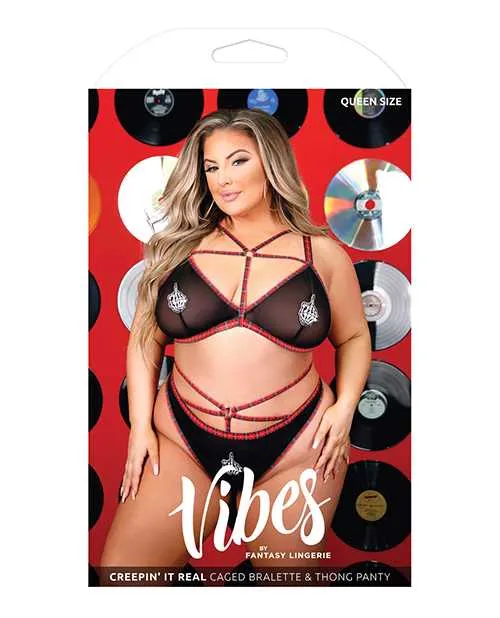 Vibes Creepin it Real Caged Bralette Thong Panty Black QN Vibes By Fantasy Lingerie Vibrators Vibes Creepin it Real Caged Bralette Thong Panty Black QN Vibes By Fantasy Lingerie Vibrators