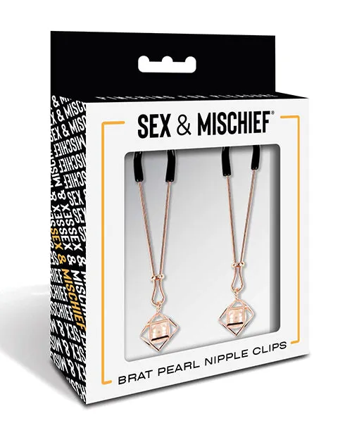 Vibrators Sex And Mischief Sex and Mischief Brat Pearl Nipple Jewelry Rose GoldWhite