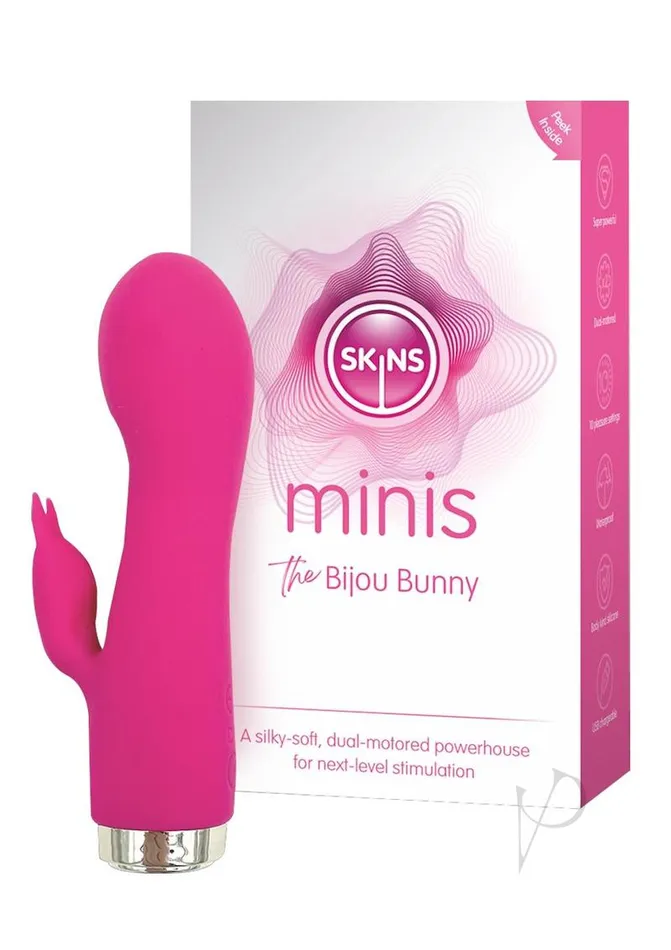 Vibrators Skins Skins Minis The Bijou Bunny Silicone Vibrator WhitePink