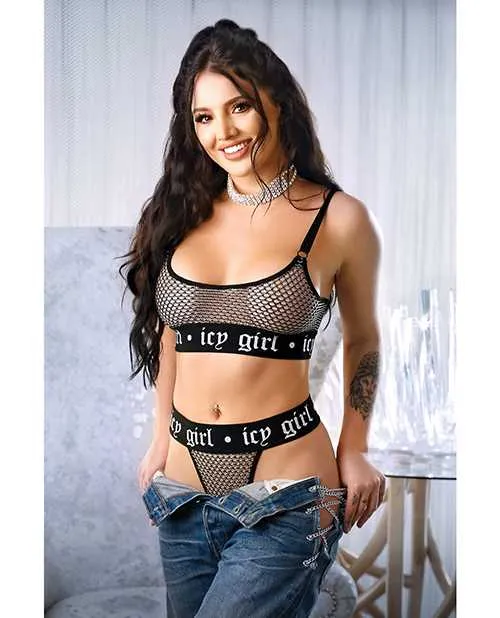 Vibrators Vibes Icy Girl Metallic Fishnet Bralette GString Black ML Vibes By Fantasy Lingerie Vibrators Vibes Icy Girl Metallic Fishnet Bralette GString Black ML Vibes By Fantasy Lingerie