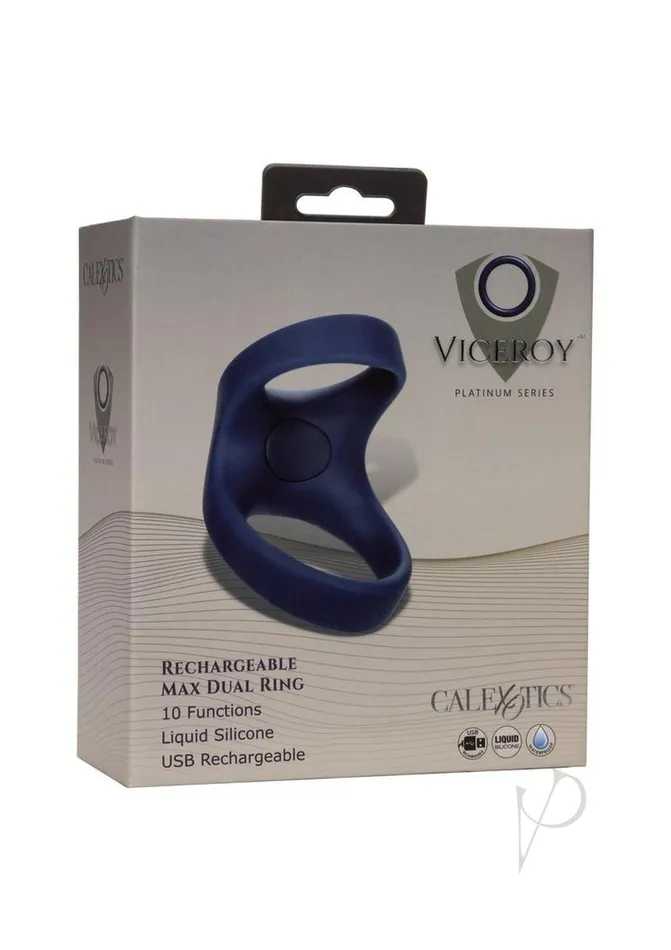 Vibrators Viceroy Viceroy Silicone Rechargeable Max Dual Ring Blue