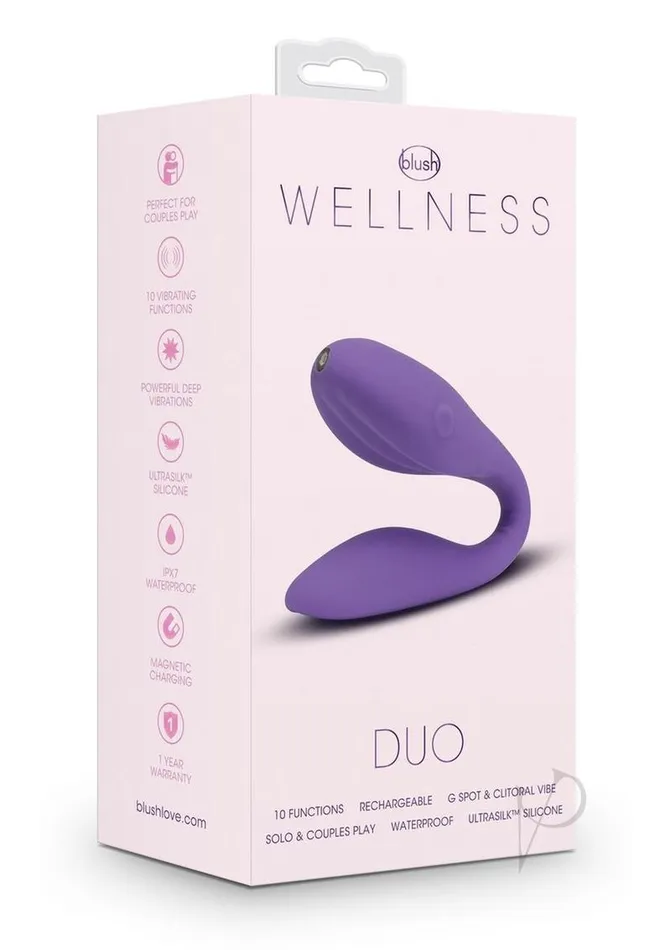 Vibrators Wellness Wellness Duo Rechargeable Silicone Couples Vibrator Purple