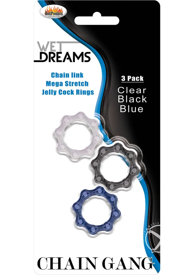 Wet Dreams Anal Wet Dreams Chain Gang Cock Rings 3 Each Per Pack ClearBlackBlue Wet Dreams Anal Wet Dreams Chain Gang Cock Rings 3 Each Per Pack ClearBlackBlue