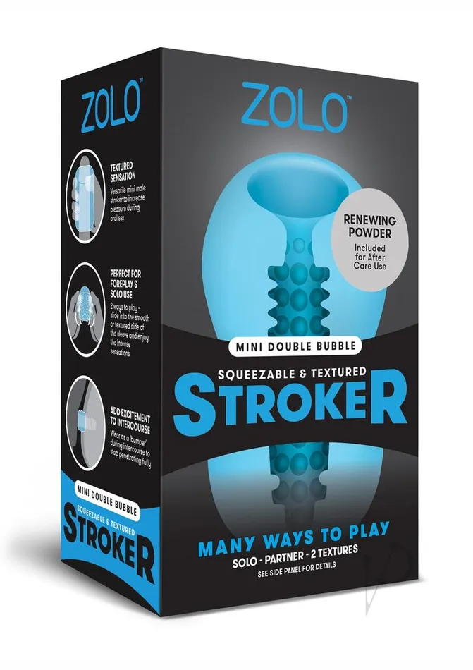 Zolo Male Sex Toys ZOLO Squeezable Mini Double Bubble Masturbator Blue