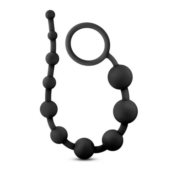 Anal Adventures Platinum Silicone 10 Anal Beads Black Blush Male Sex Toys